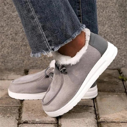 Women's Winter Boots 2021 Warm Plush Velvet Ankle Snow Boots Lace Up Soft Winter Sneakers Comfortable Cotton Shoes for Women - Amazhona 