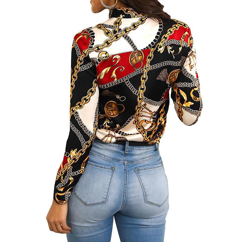 Women's chain print lace shirt - Amazhona 