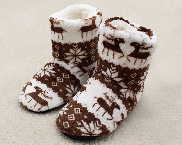 Womens Slippers Winter Floor Shoes Indoor Home Christmas Elk Fur Contton Plush Anti Skid Non Slip soft deer Warm Female Boots - Amazhona 