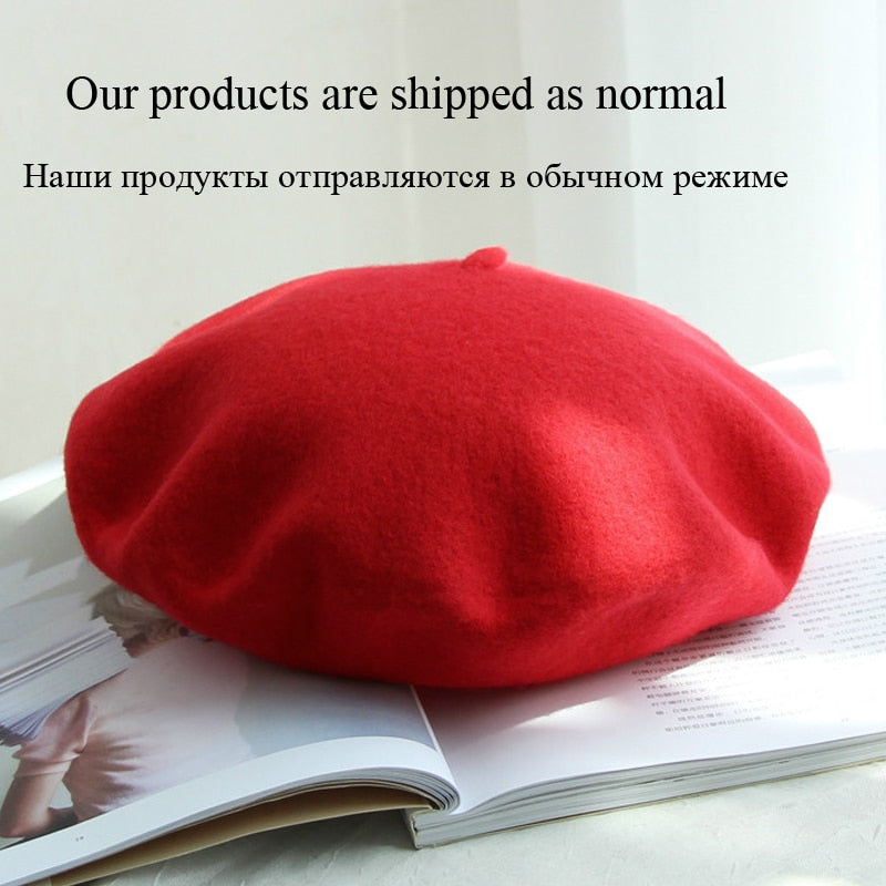 Wool Thick  Berets Artist French Beret Women Painter Hat Girls  Female Warm  Walking Cap - Amazhona 