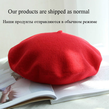 Wool Thick  Berets Artist French Beret Women Painter Hat Girls  Female Warm  Walking Cap - Amazhona 