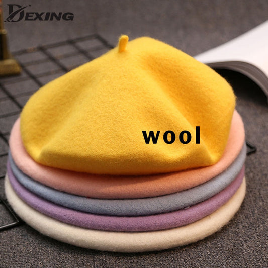 Wool Thick  Berets Artist French Beret Women Painter Hat Girls  Female Warm  Walking Cap - Amazhona 