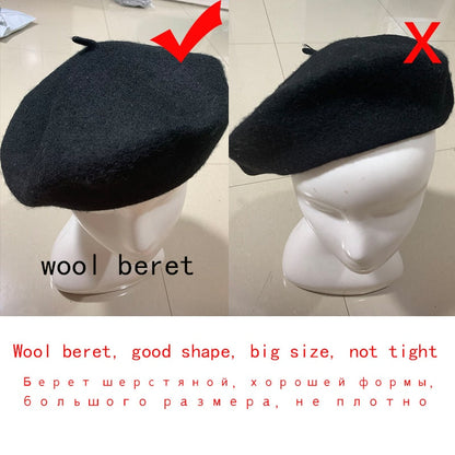 Wool Thick  Berets Artist French Beret Women Painter Hat Girls  Female Warm  Walking Cap - Amazhona 