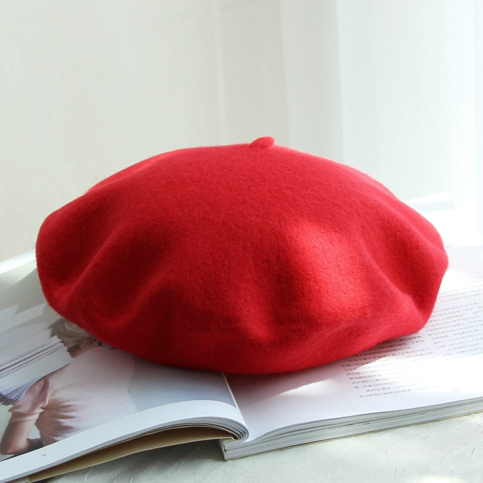 Wool Thick  Berets Artist French Beret Women Painter Hat Girls  Female Warm  Walking Cap - Amazhona 