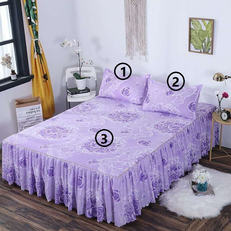 Bed Skirt Pillowcase 3 Woolly Bedsheet Bedding Set Bedspread - Amazhona 