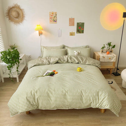 Student Dormitory Thick Sanded Aloe Cotton Four-piece Set Bed Linen Quilt Cover Bedding - Amazhona 