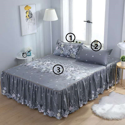 Bed Skirt Pillowcase 3 Woolly Bedsheet Bedding Set Bedspread - Amazhona 