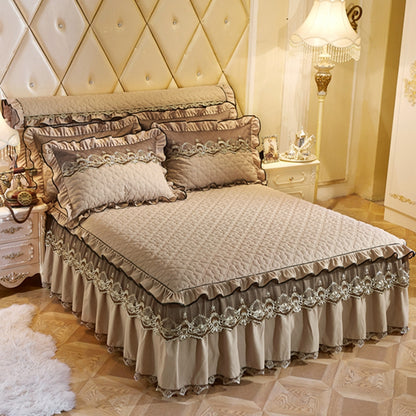 Quilted Lace Bed Skirt Thickened Plus Cotton Bedspread Single Piece Simmons Bed Cover Bed Circumference 1.8m Bed - Amazhona 