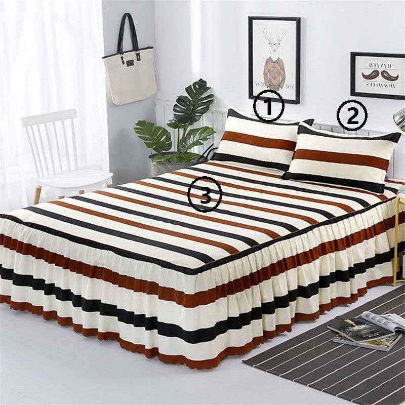 Bed Skirt Pillowcase 3 Woolly Bedsheet Bedding Set Bedspread - Amazhona 