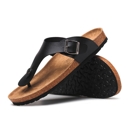 Slippers Summer Flip-Flops Beach Shoes Couples Cork Leisure Flip Flops - Amazhona 