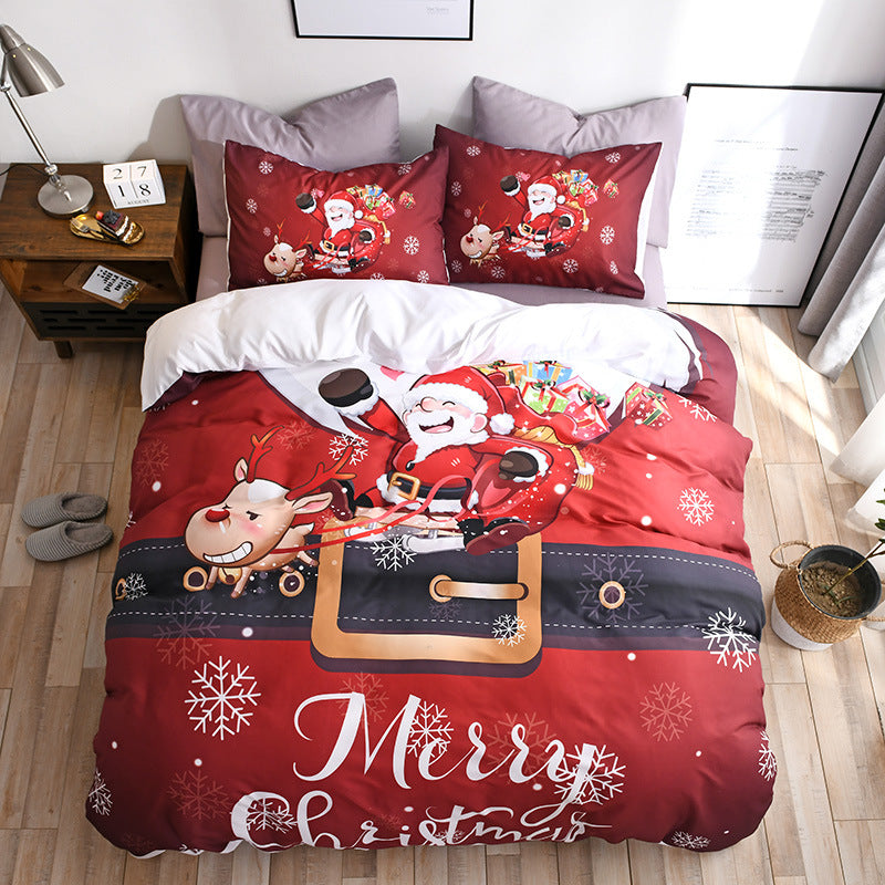 Happy Santa Claus Happy Gift 3D Digital Bed Set Of Three - Amazhona 