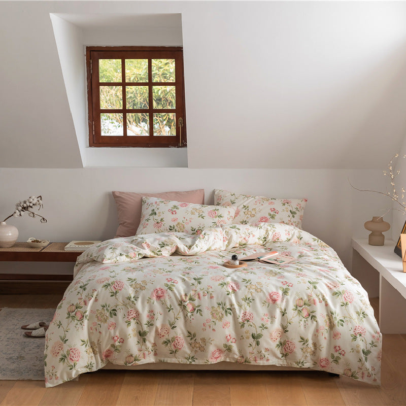 Four-piece Set Of Korean Retro Floral Cotton Bed - Amazhona 