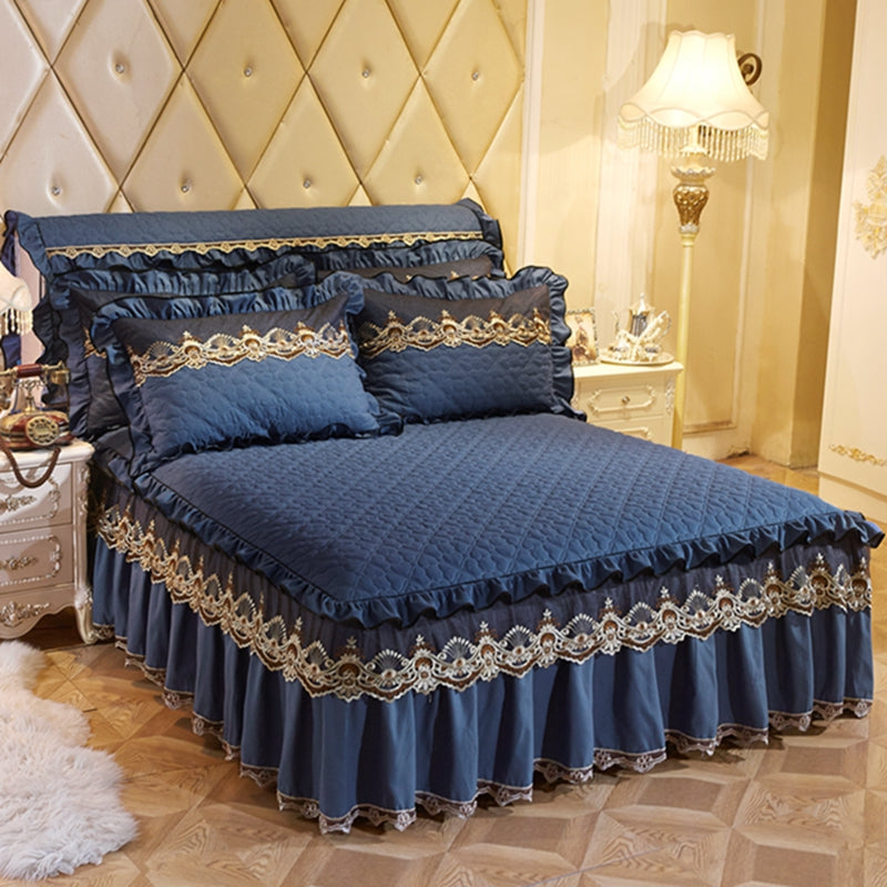 Quilted Lace Bed Skirt Thickened Plus Cotton Bedspread Single Piece Simmons Bed Cover Bed Circumference 1.8m Bed - Amazhona 