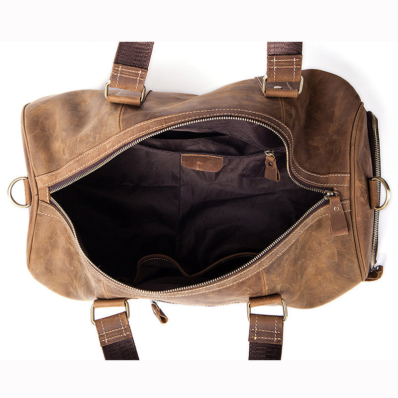 Vintage Crazy Horse Leather Men's Travel Bag - Amazhona 