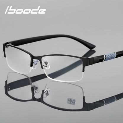 iboode Reading Glasses Men Women High Quality Half-frame Diopter Glasses Business Male Presbyopic Eyeglasses +1.0 1.5 2.0 2.5 4 - Amazhona 