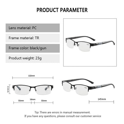 iboode Reading Glasses Men Women High Quality Half-frame Diopter Glasses Business Male Presbyopic Eyeglasses +1.0 1.5 2.0 2.5 4 - Amazhona 