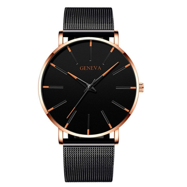 reloj hombre 2022 Watch Men Minimalist Ultra Thin Watches Men's Fashion Stainless Steel Mesh Belt Quartz Watch relogio masculino - Amazhona 