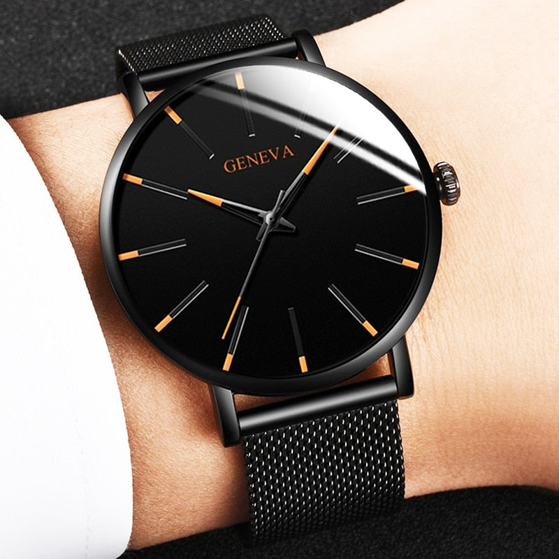 reloj hombre 2022 Watch Men Minimalist Ultra Thin Watches Men's Fashion Stainless Steel Mesh Belt Quartz Watch relogio masculino - Amazhona 